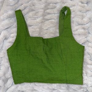 Abercrombie & Fitch Green Square-Neck Crop Tank